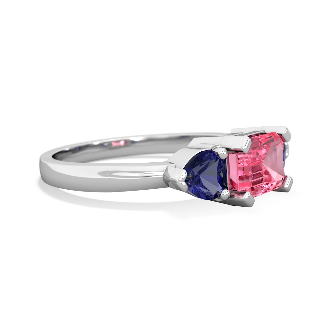 Lab Pink Sapphire Three Stone 14K White Gold ring R5235