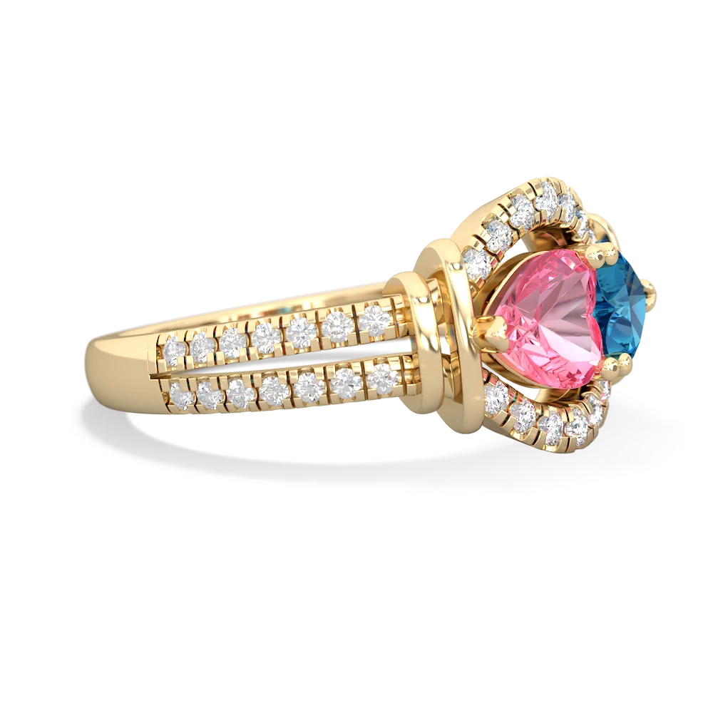 Lab Pink Sapphire Art-Deco Keepsake 14K Yellow Gold ring R5630