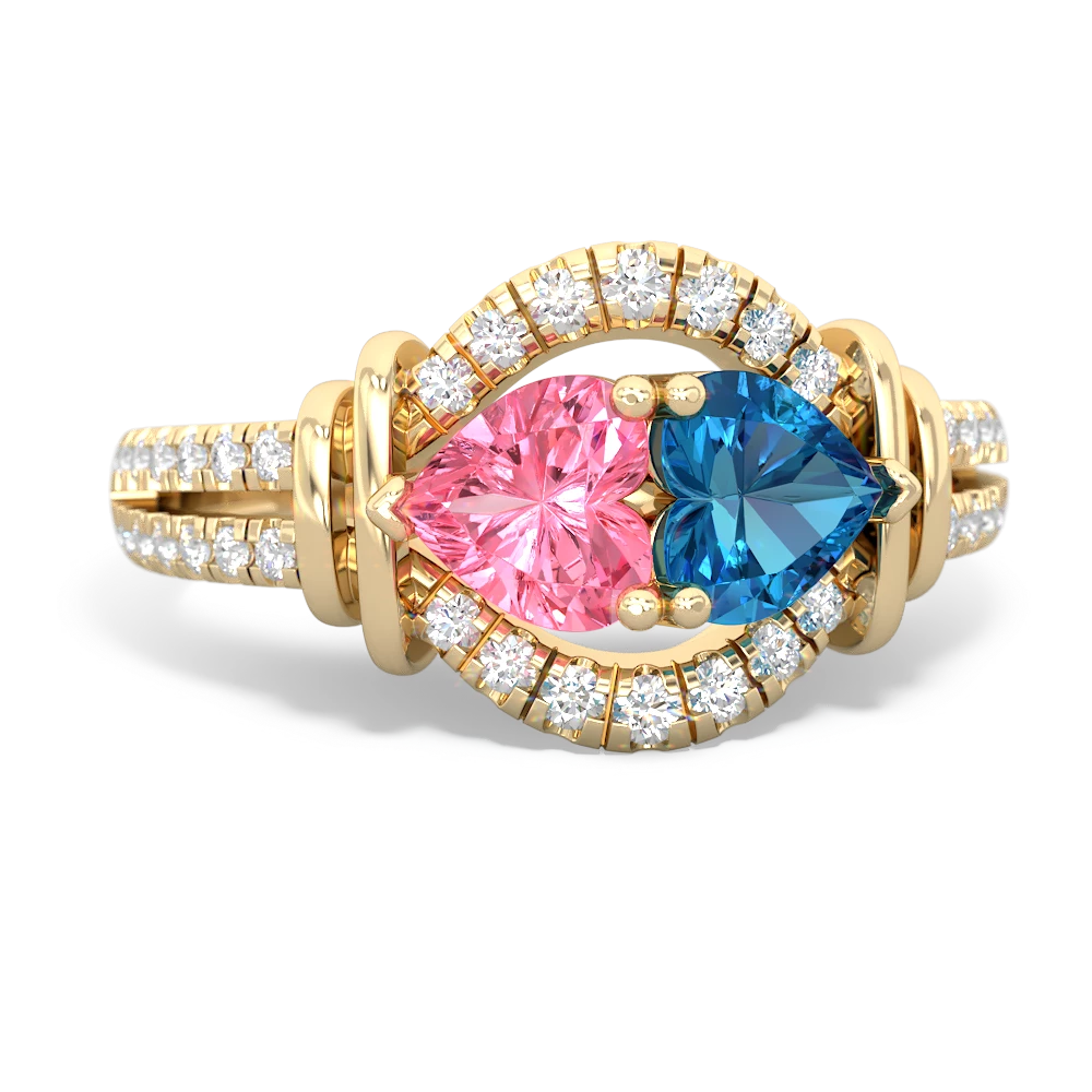 Lab Pink Sapphire Art-Deco Keepsake 14K Yellow Gold ring R5630