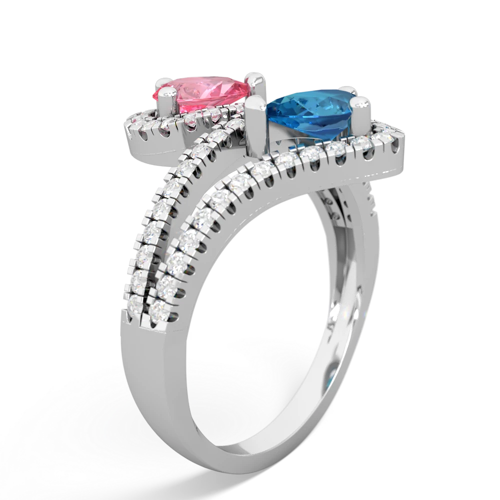 Lab Pink Sapphire Diamond Dazzler 14K White Gold ring R3000