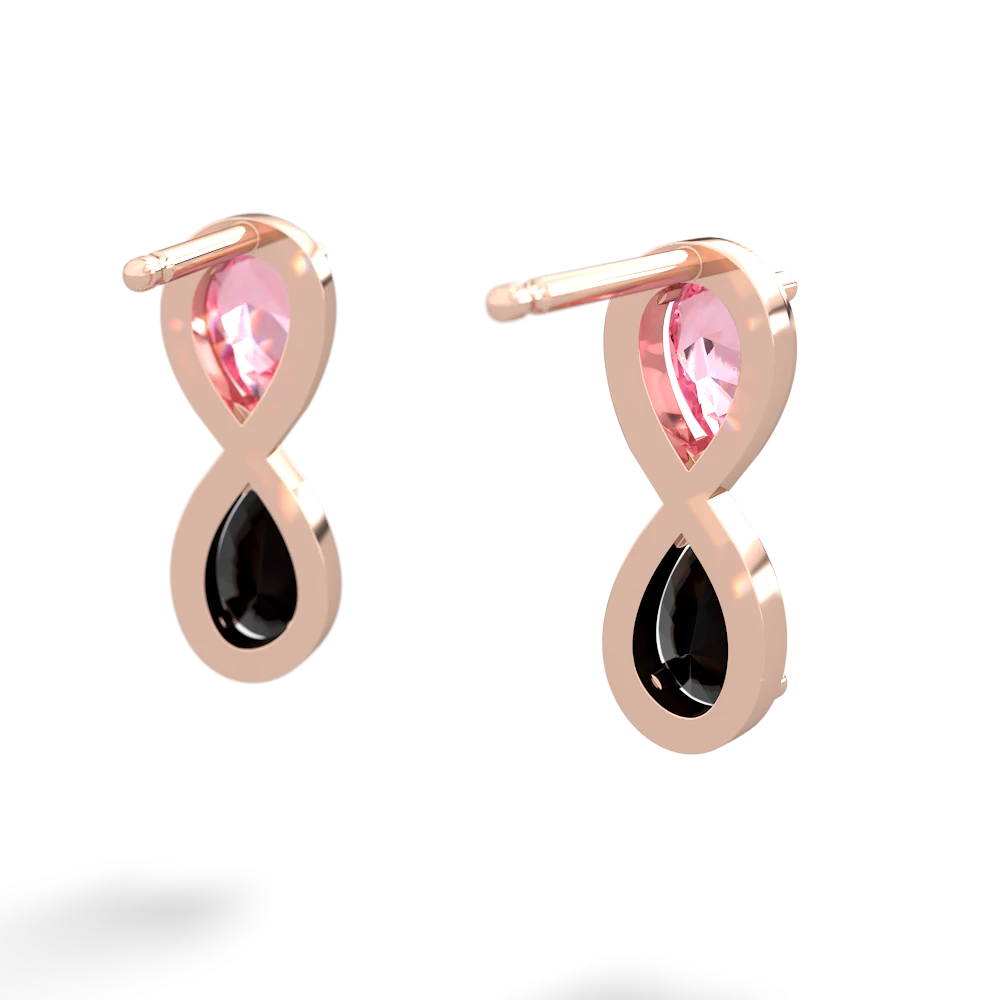 Lab Pink Sapphire Infinity 14K Rose Gold earrings E5050