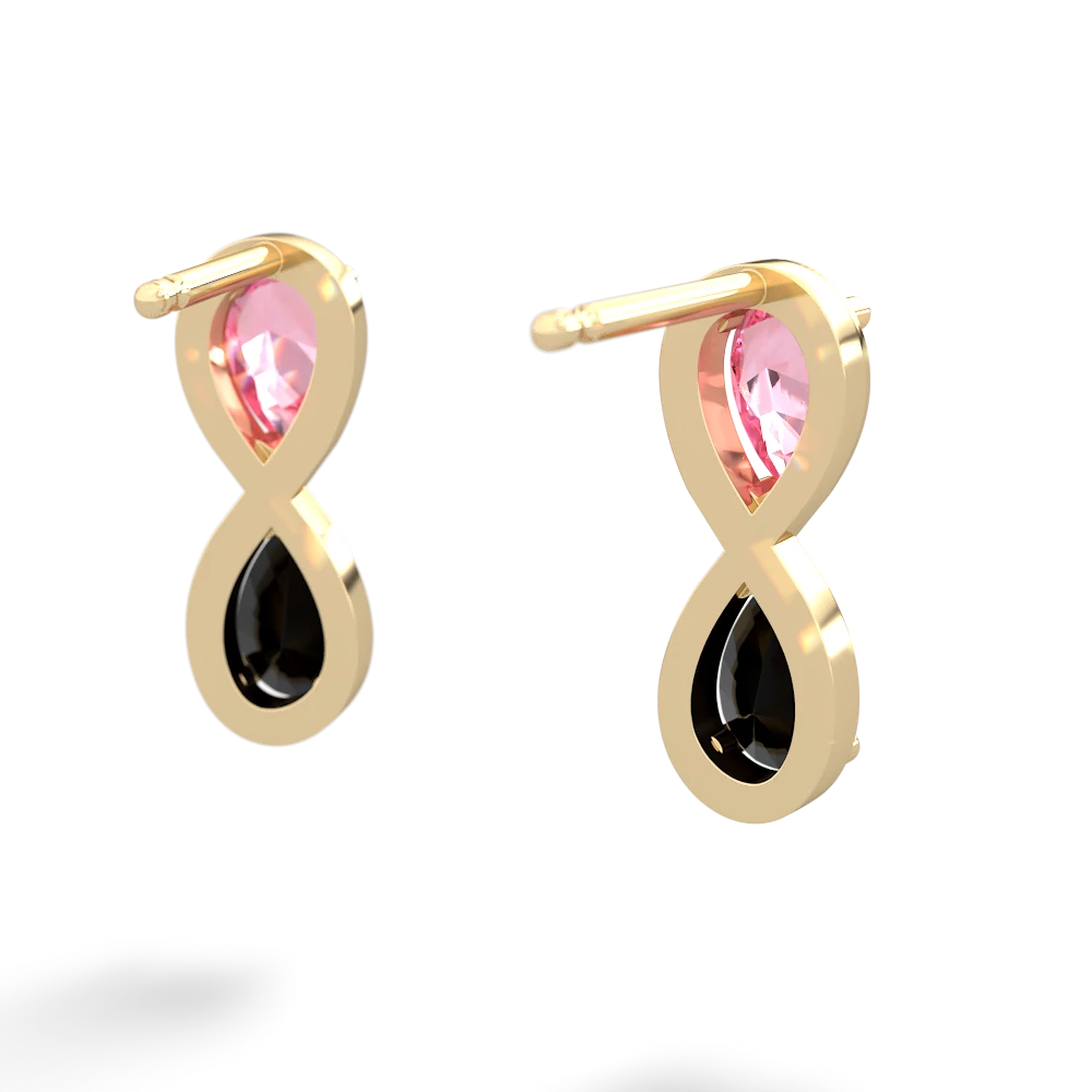 Lab Pink Sapphire Infinity 14K Yellow Gold earrings E5050