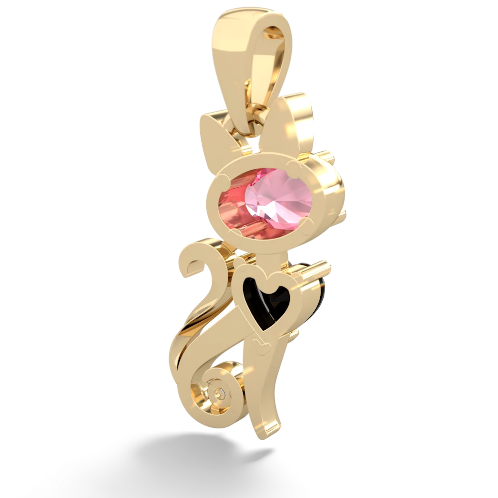 Lab Pink Sapphire Kitten 14K Yellow Gold pendant P5780