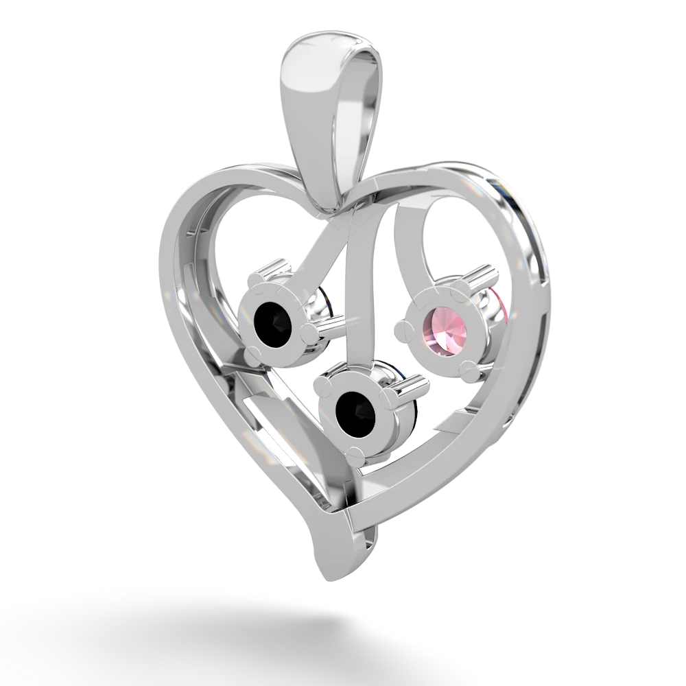 Lab Pink Sapphire Glowing Heart 14K White Gold pendant P2233