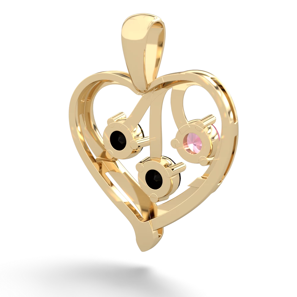 Lab Pink Sapphire Glowing Heart 14K Yellow Gold pendant P2233