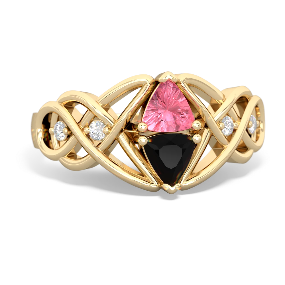 Lab Pink Sapphire Keepsake Celtic Knot 14K Yellow Gold ring R5300