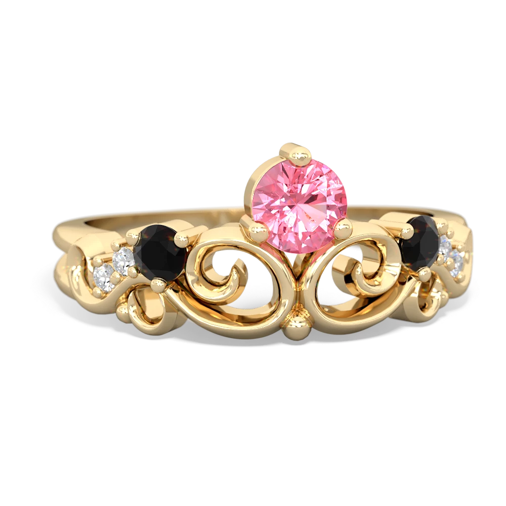 Lab Pink Sapphire Crown Keepsake 14K Yellow Gold ring R5740