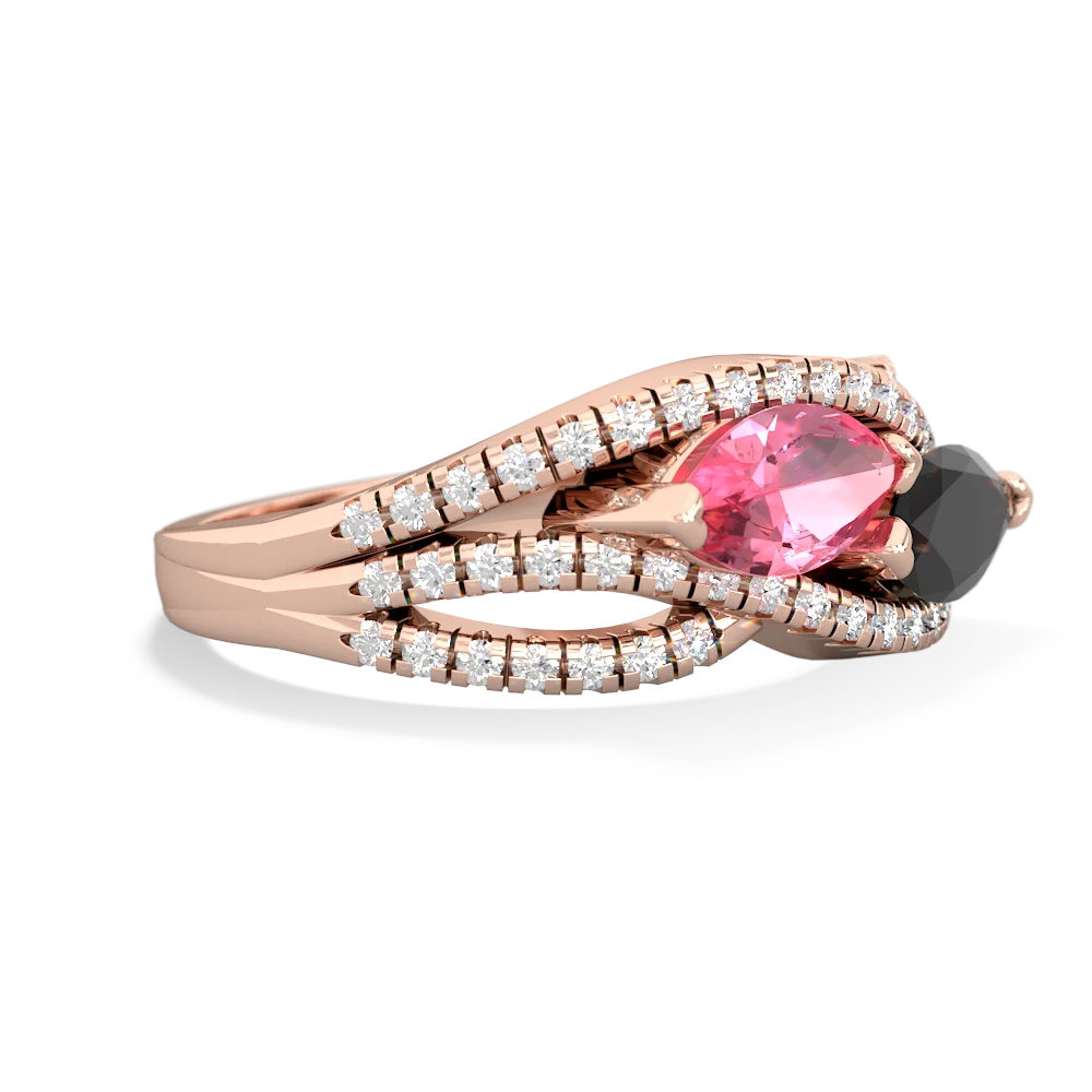 Lab Pink Sapphire Diamond Rivers 14K Rose Gold ring R3070