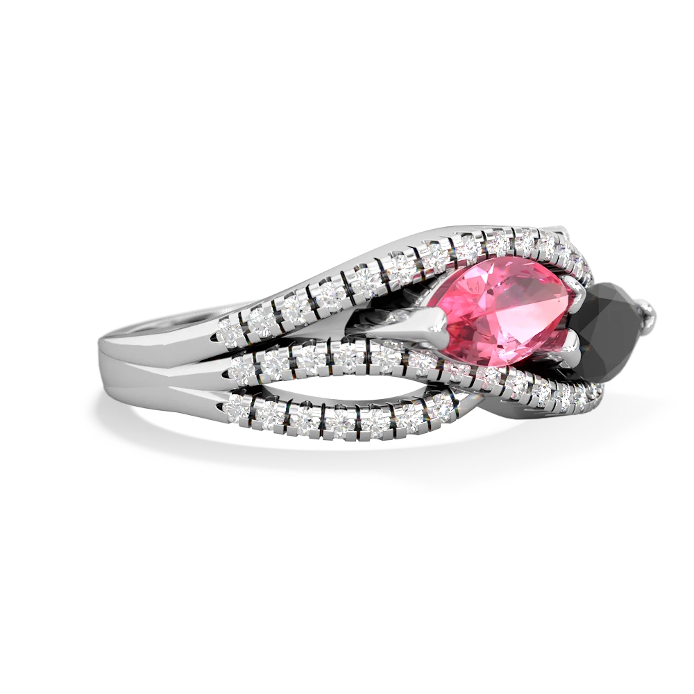 Lab Pink Sapphire Diamond Rivers 14K White Gold ring R3070