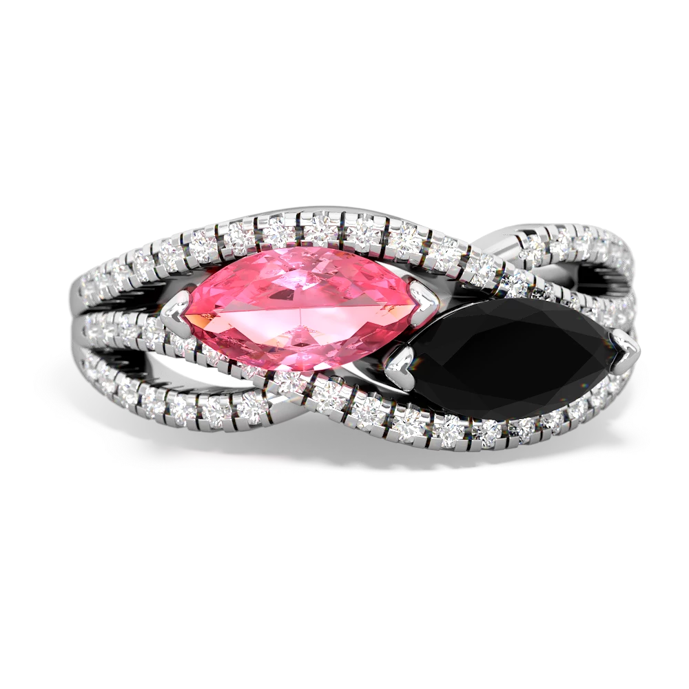 Lab Pink Sapphire Diamond Rivers 14K White Gold ring R3070