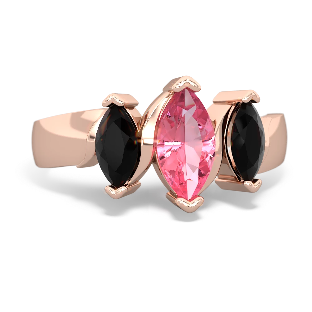 Lab Pink Sapphire Three Peeks 14K Rose Gold ring R2433