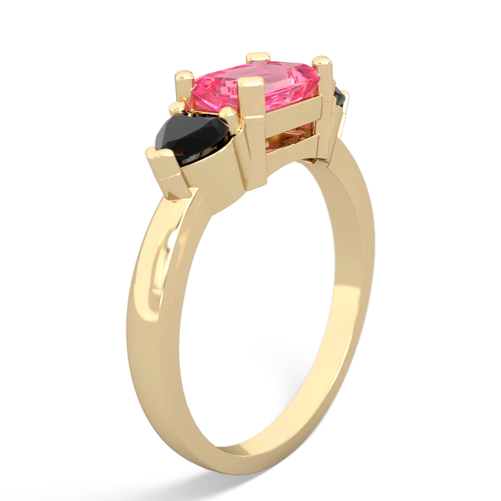 Lab Pink Sapphire Three Stone 14K Yellow Gold ring R5235