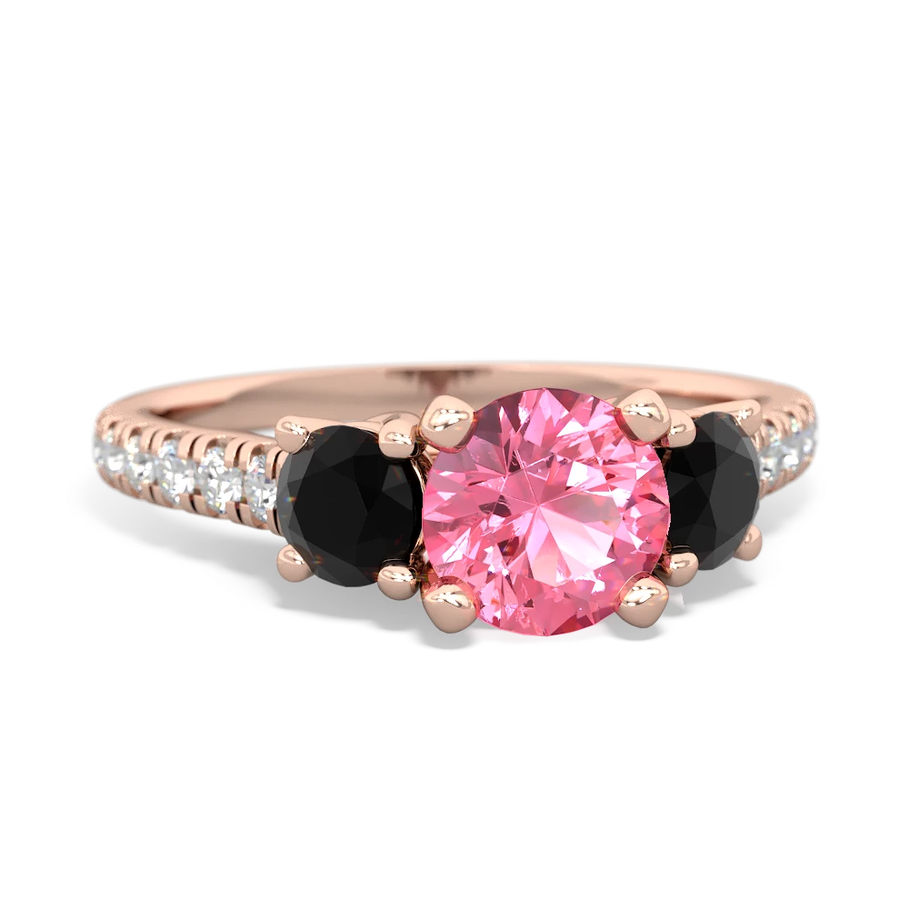 Lab Pink Sapphire Pave Trellis 14K Rose Gold ring R5500