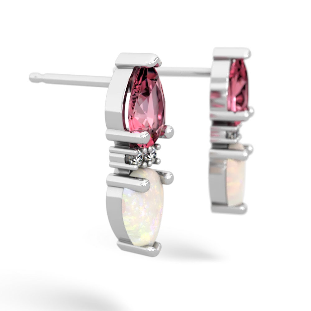 Lab Pink Sapphire Bowtie Drop 14K White Gold earrings E0865