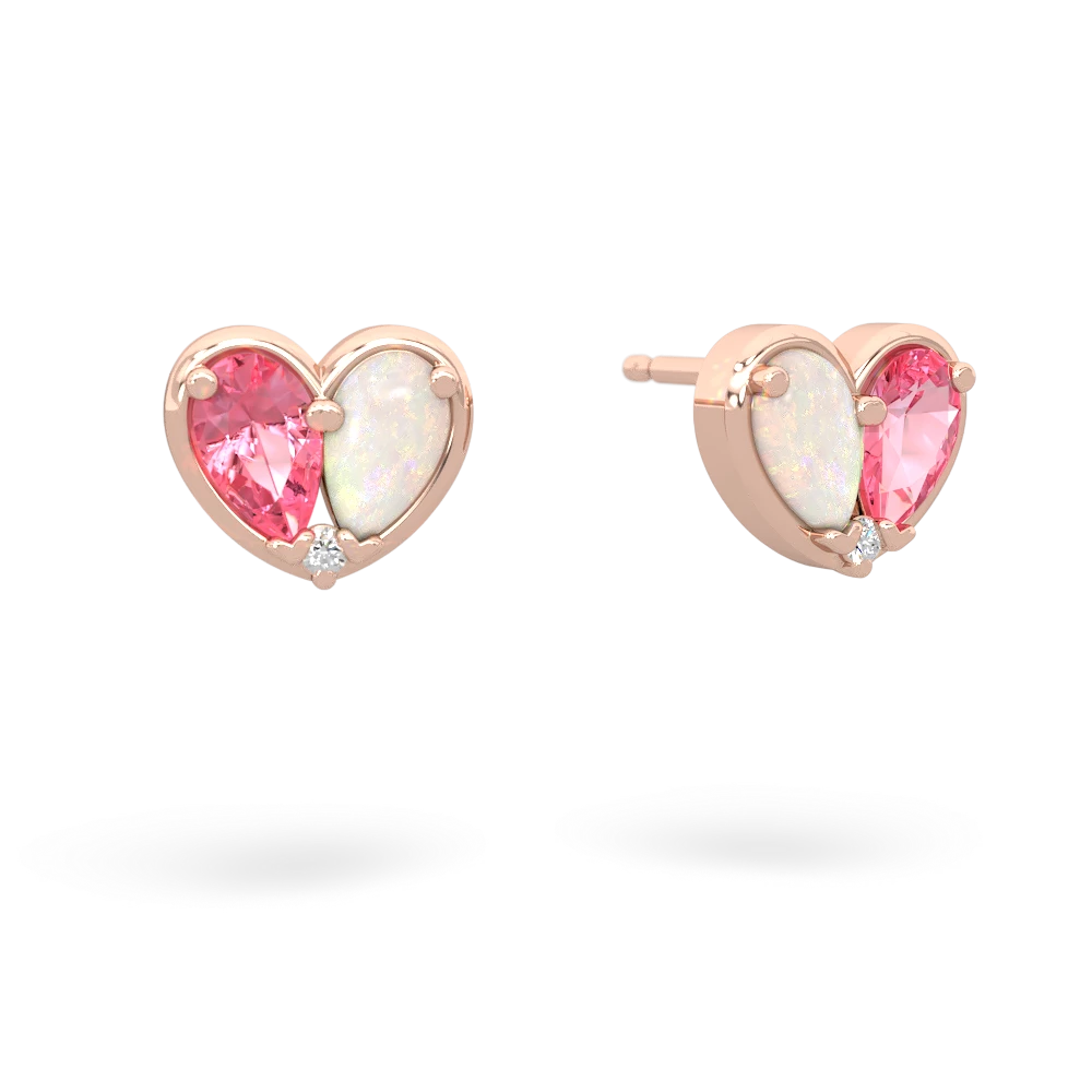 Lab Pink Sapphire 'Our Heart' 14K Rose Gold earrings E5072