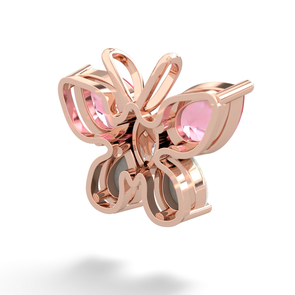 Lab Pink Sapphire Butterfly 14K Rose Gold pendant P2215