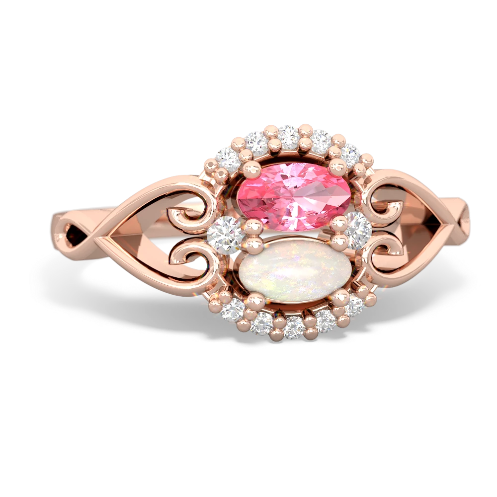 Lab Pink Sapphire Love Nest 14K Rose Gold ring R5860