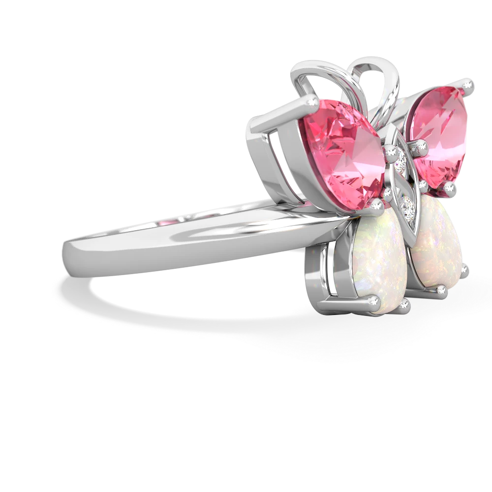 Lab Pink Sapphire Butterfly 14K White Gold ring R2215