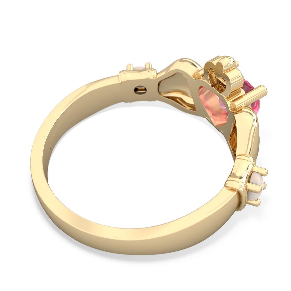 Lab Pink Sapphire Claddagh Keepsake 14K Yellow Gold ring R5245