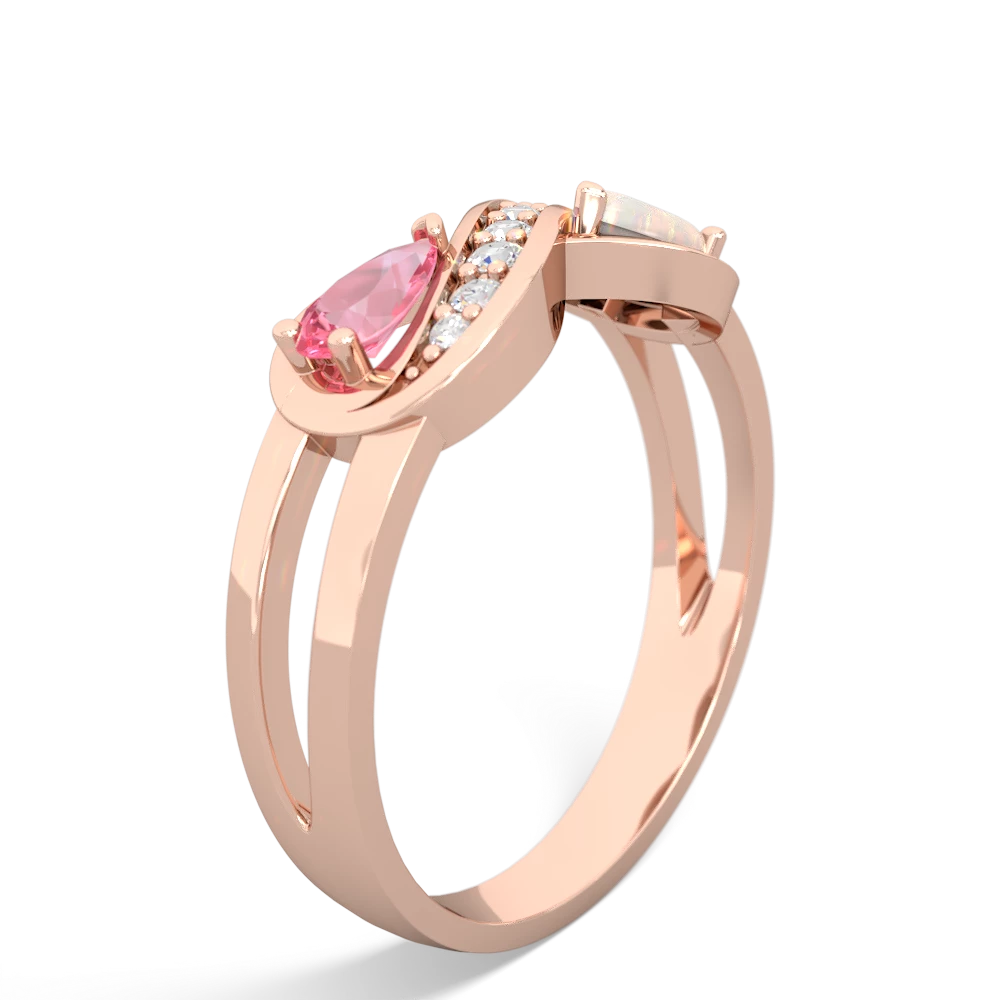 Lab Pink Sapphire Diamond Infinity 14K Rose Gold ring R5390