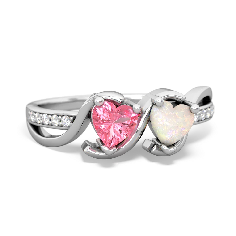 Lab Pink Sapphire Side By Side 14K White Gold ring R3090