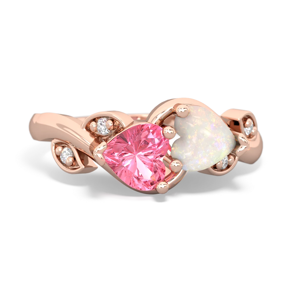 Lab Pink Sapphire Floral Elegance 14K Rose Gold ring R5790