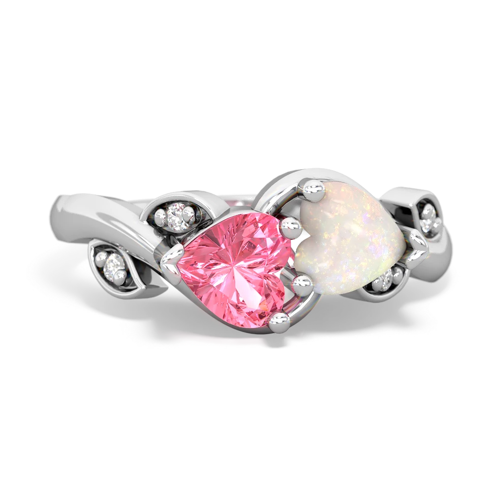 Lab Pink Sapphire Floral Elegance 14K White Gold ring R5790