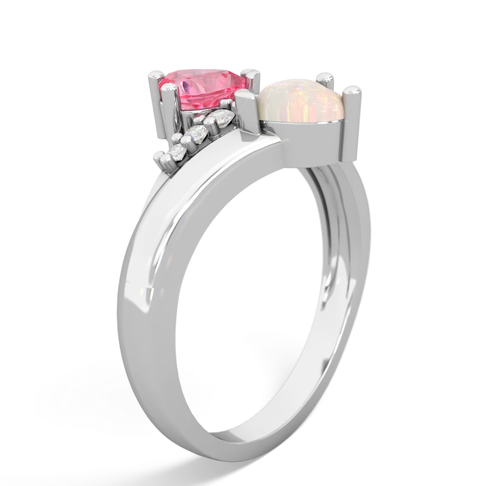 Lab Pink Sapphire Heart To Heart 14K White Gold ring R2064