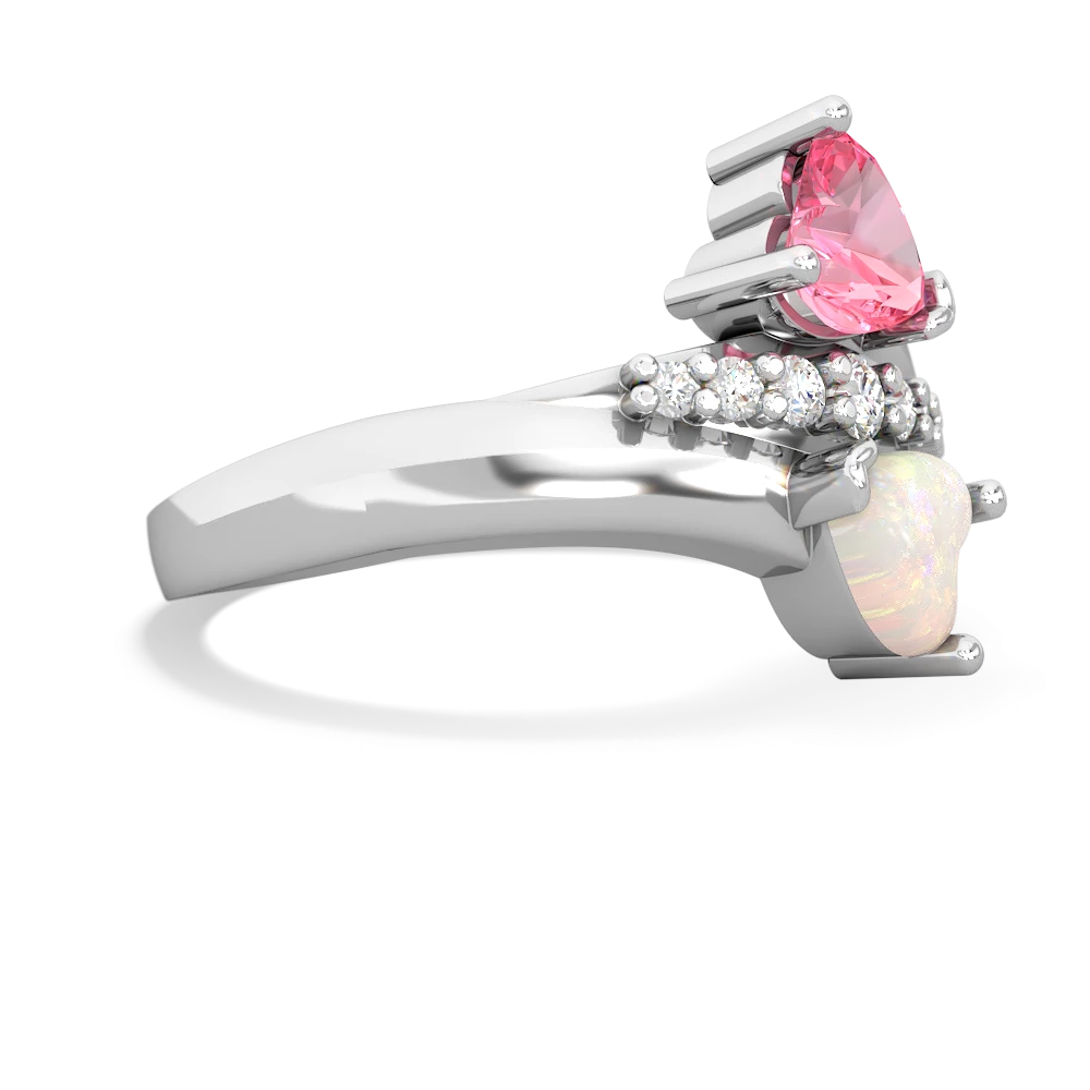 Lab Pink Sapphire Heart To Heart 14K White Gold ring R2064