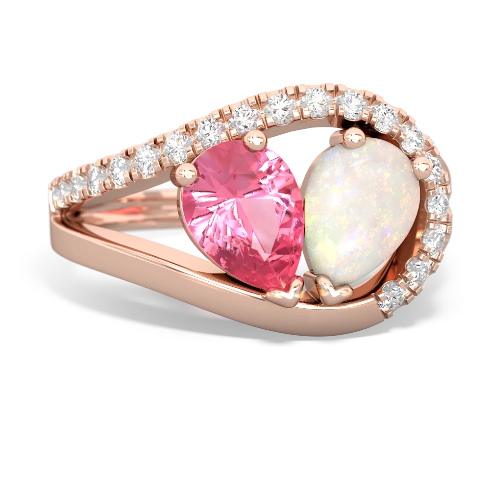 Lab Pink Sapphire Nestled Heart Keepsake 14K Rose Gold ring R5650