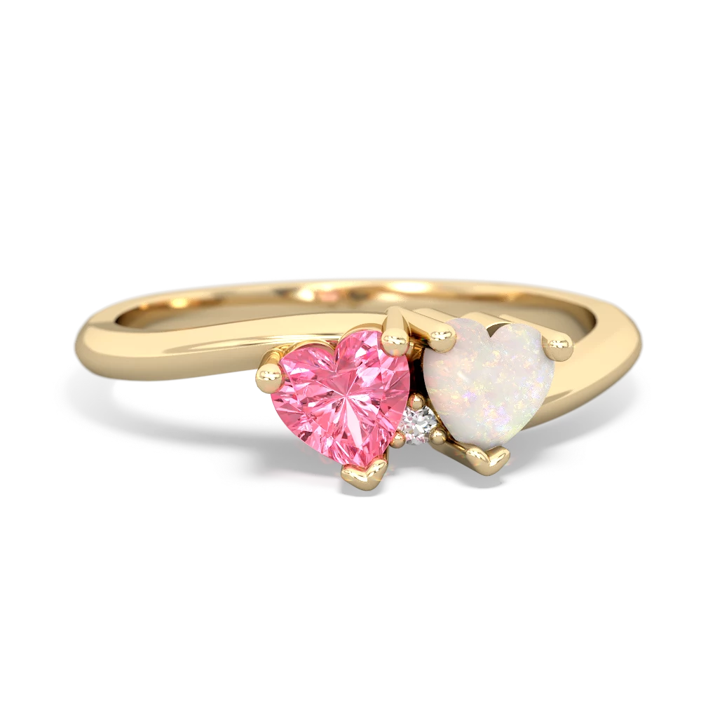 Lab Pink Sapphire Sweethearts 14K Yellow Gold ring R5260