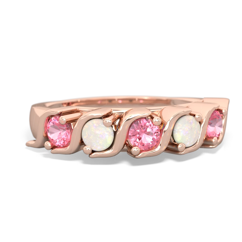 Lab Pink Sapphire Anniversary Band 14K Rose Gold ring R2089