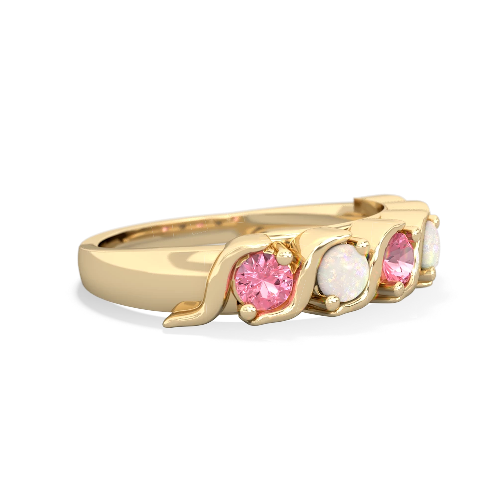 Lab Pink Sapphire Anniversary Band 14K Yellow Gold ring R2089