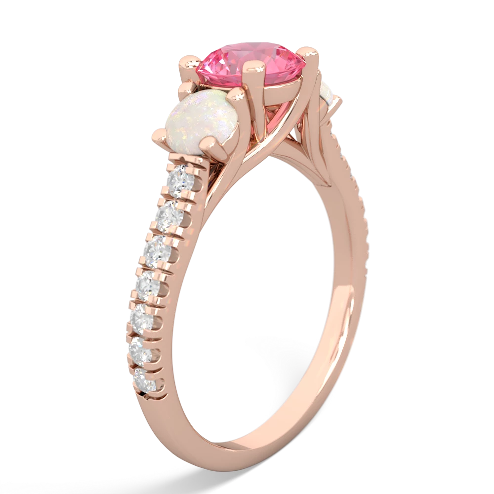 Lab Pink Sapphire Pave Trellis 14K Rose Gold ring R5500