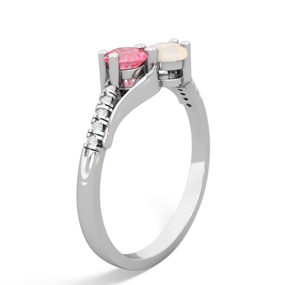 Lab Pink Sapphire Infinity Pave Two Stone 14K White Gold ring R5285