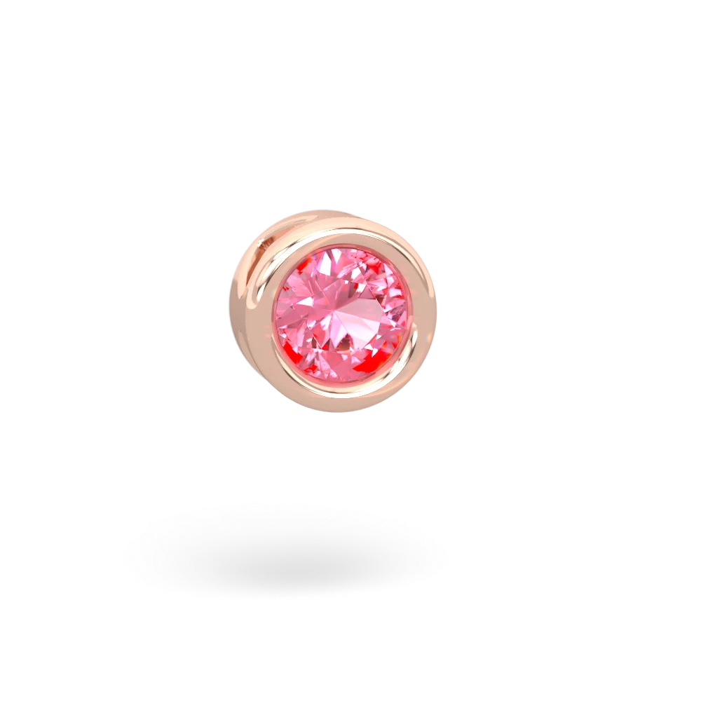 Lab Pink Sapphire 5Mm Round Slide 14K Rose Gold pendant P3785