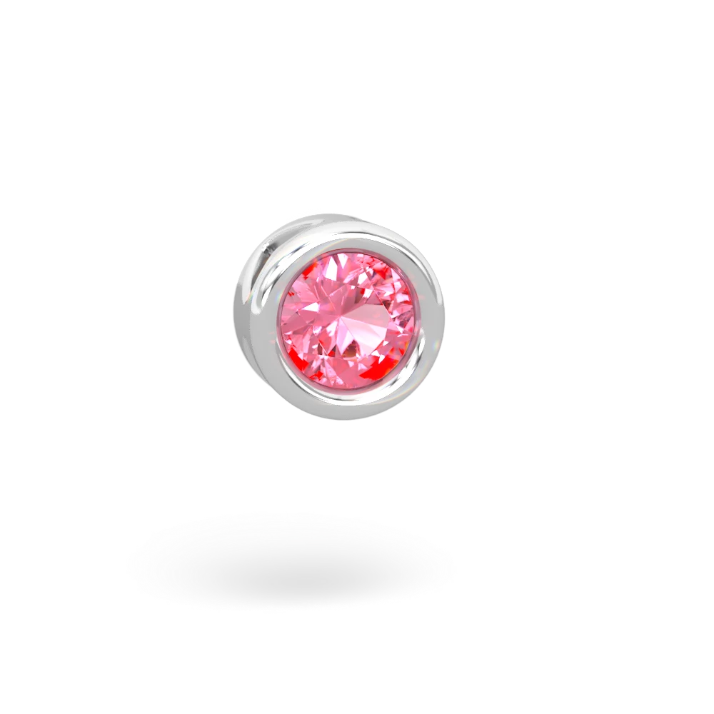 Lab Pink Sapphire 5Mm Round Slide 14K White Gold pendant P3785