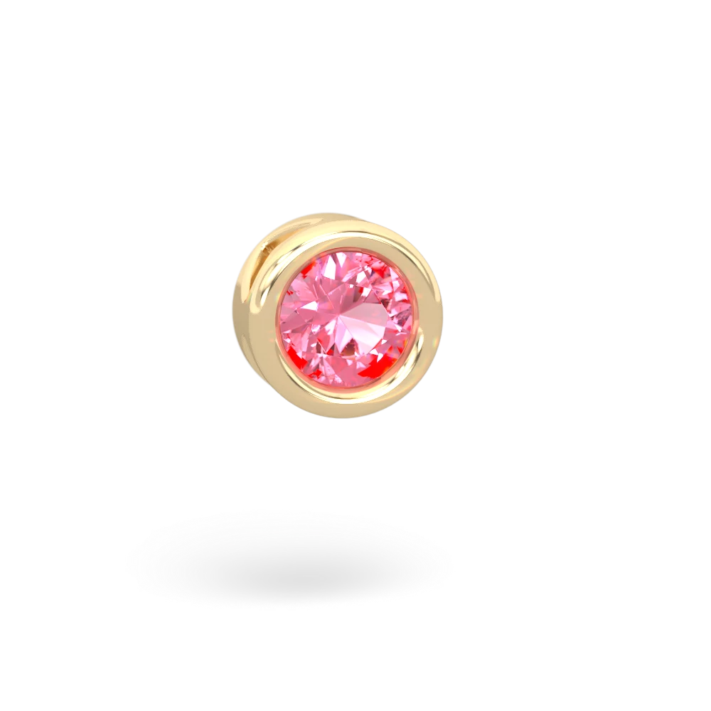 Lab Pink Sapphire 5Mm Round Slide 14K Yellow Gold pendant P3785