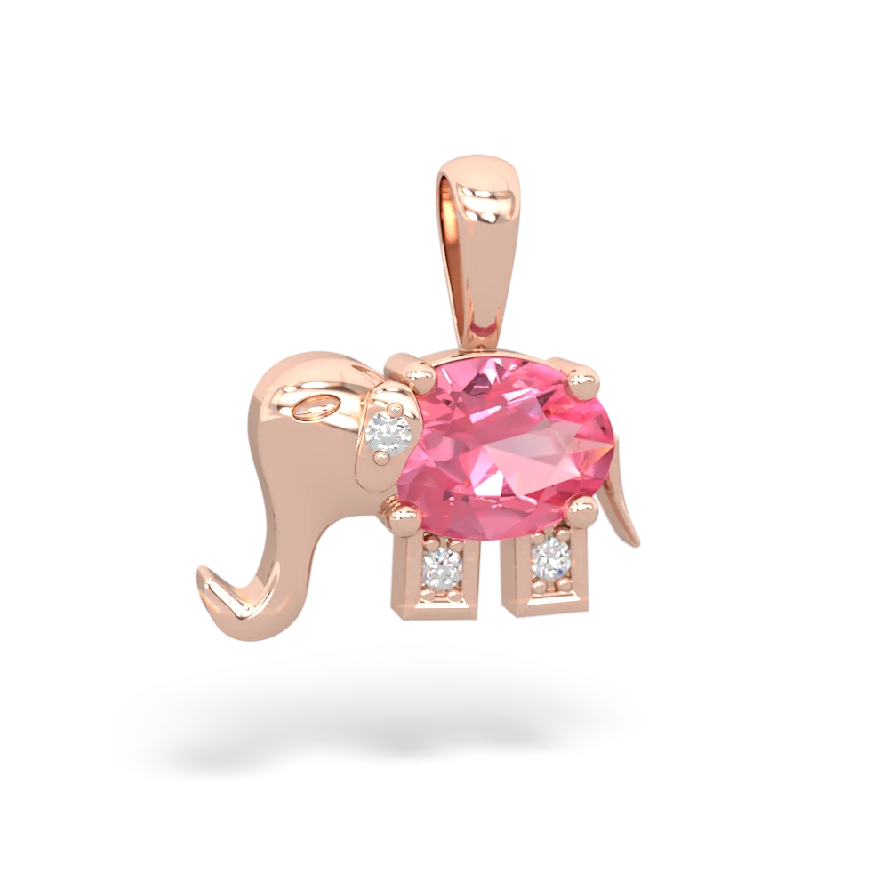 Lab Pink Sapphire Elephant 14K Rose Gold pendant P2555