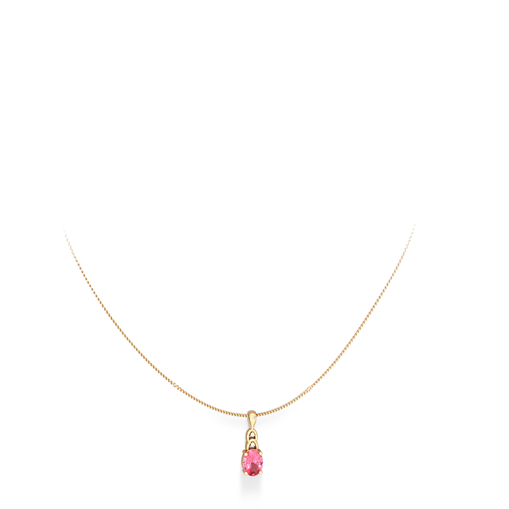 Lab Pink Sapphire Links 14K Yellow Gold pendant P4032