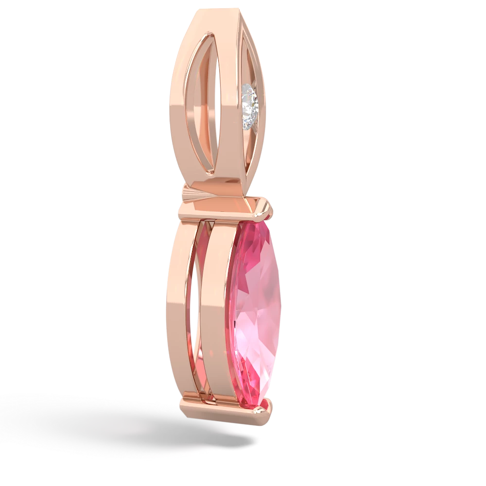 Lab Pink Sapphire Marquise Drop 14K Rose Gold pendant P5333