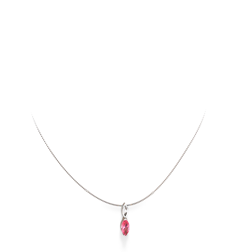 Lab Pink Sapphire Marquise Drop 14K White Gold pendant P5333