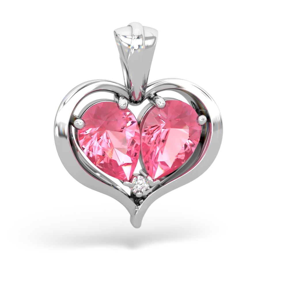 Lab Pink Sapphire Sapphire Diamond Infinity Necklace - 14K White Gold