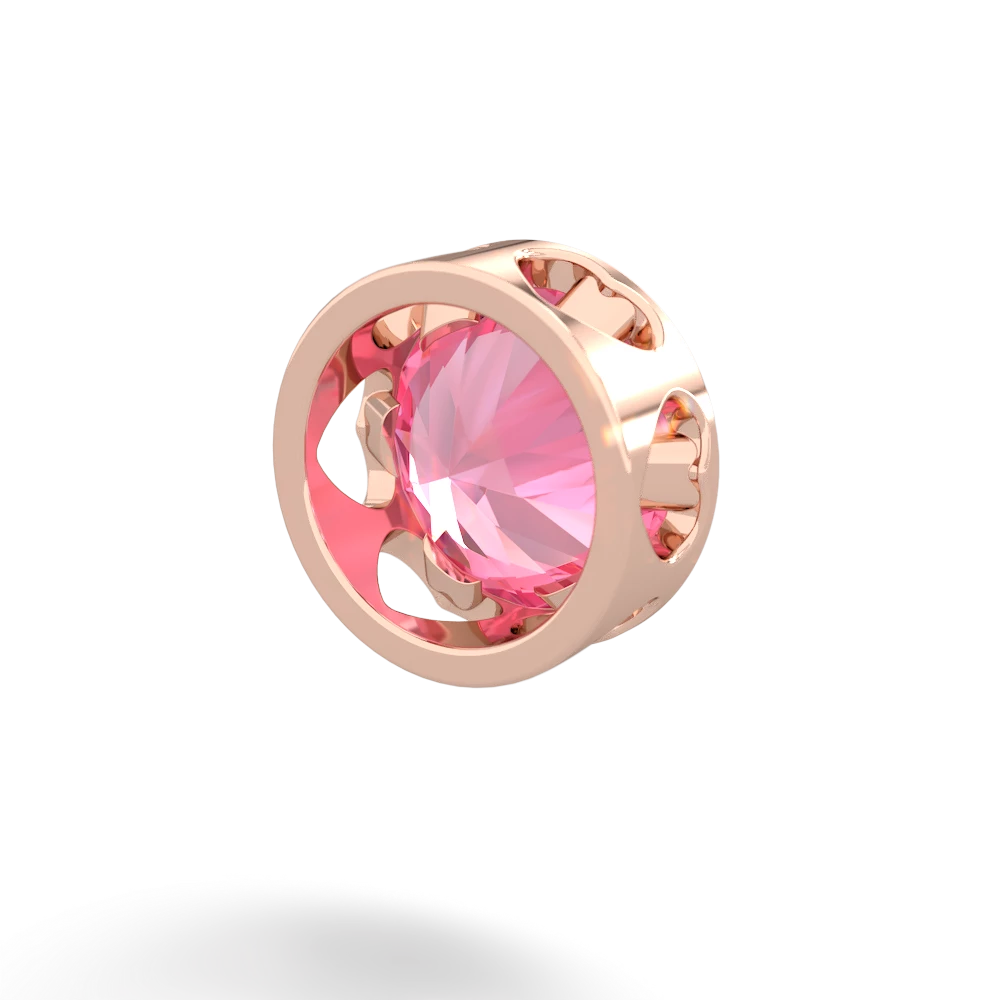 Lab Pink Sapphire 8Mm Slide 14K Rose Gold pendant P3788