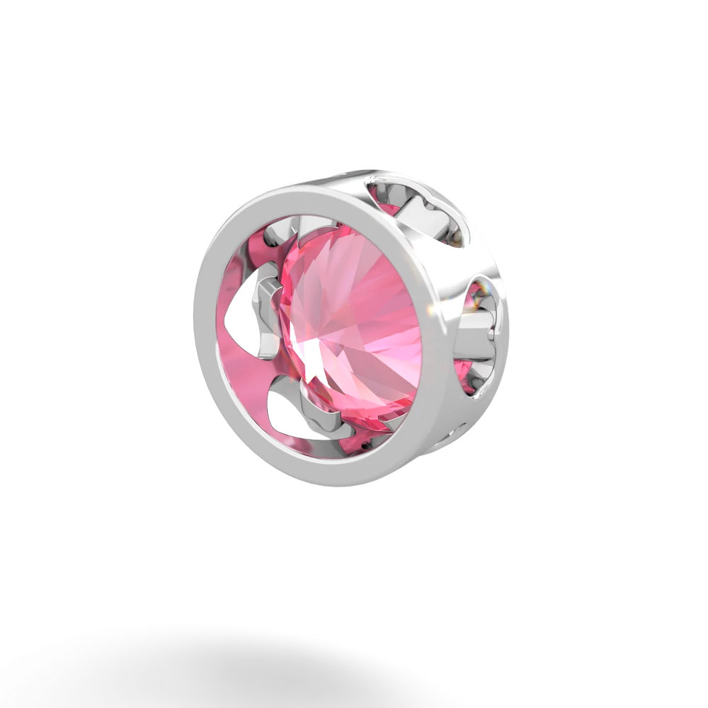 Lab Pink Sapphire 8Mm Slide 14K White Gold pendant P3788