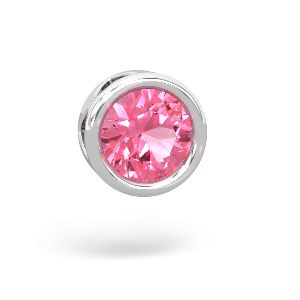 Lab Pink Sapphire 8Mm Slide 14K White Gold pendant P3788