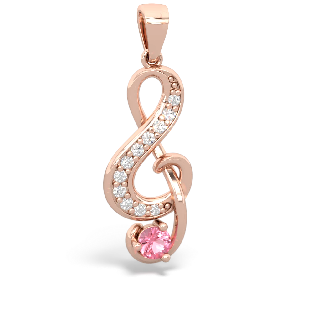 Lab Pink Sapphire G-Clef Music 14K Rose Gold pendant P5830