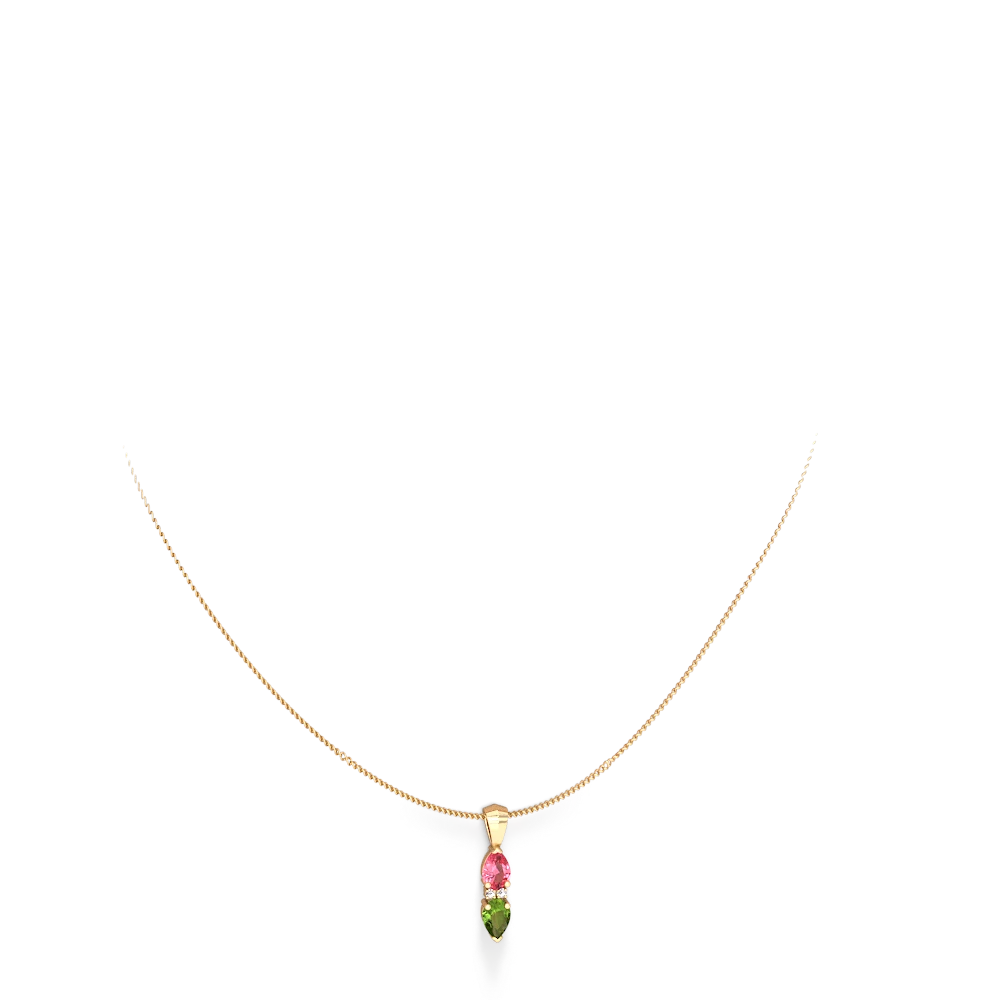 Lab Pink Sapphire Bowtie Drop 14K Yellow Gold pendant P0865