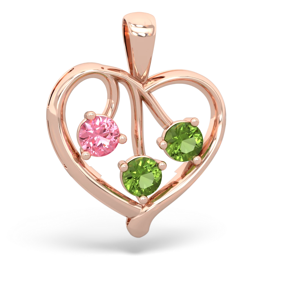 Lab Pink Sapphire Glowing Heart 14K Rose Gold pendant P2233