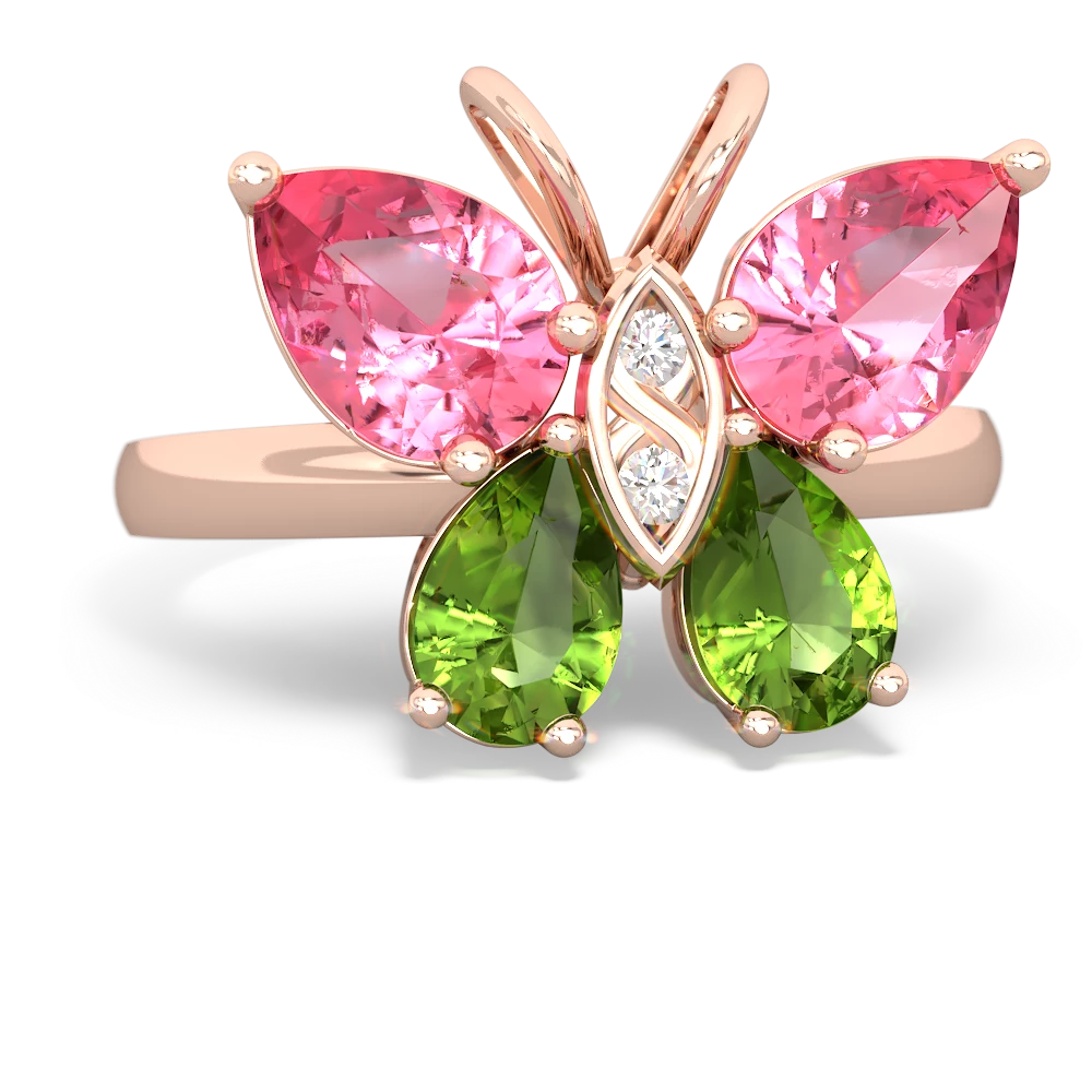 Lab Pink Sapphire Butterfly 14K Rose Gold ring R2215